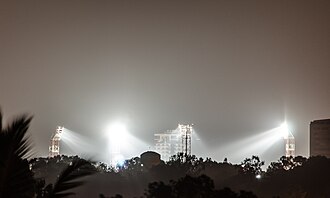 The M. Chinnaswamy Stadium, set for an IPL night, April 2013