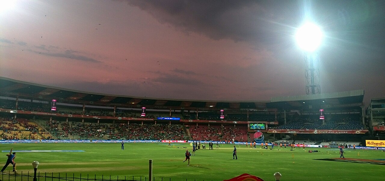 Dusk over the M. Chinnaswamy Stadium, Bengaluru, before RCB vs Rajasthan Royals, May 2014