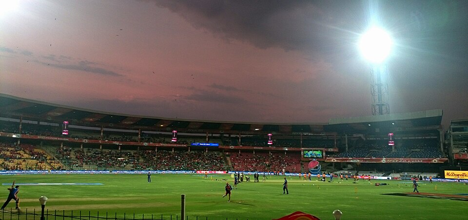 Dusk over the M. Chinnaswamy Stadium, Bengaluru, before RCB vs Rajasthan Royals, May 2014