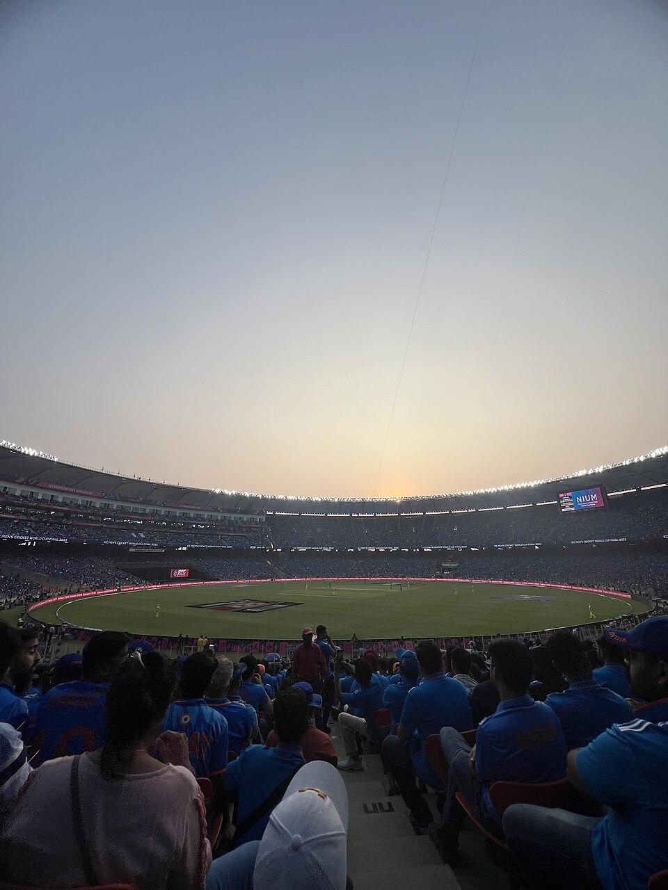 The Narendra Modi Stadium, Ahmedabad, at sunset